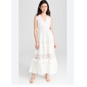 Boston Proper White Lace Maxi Dress